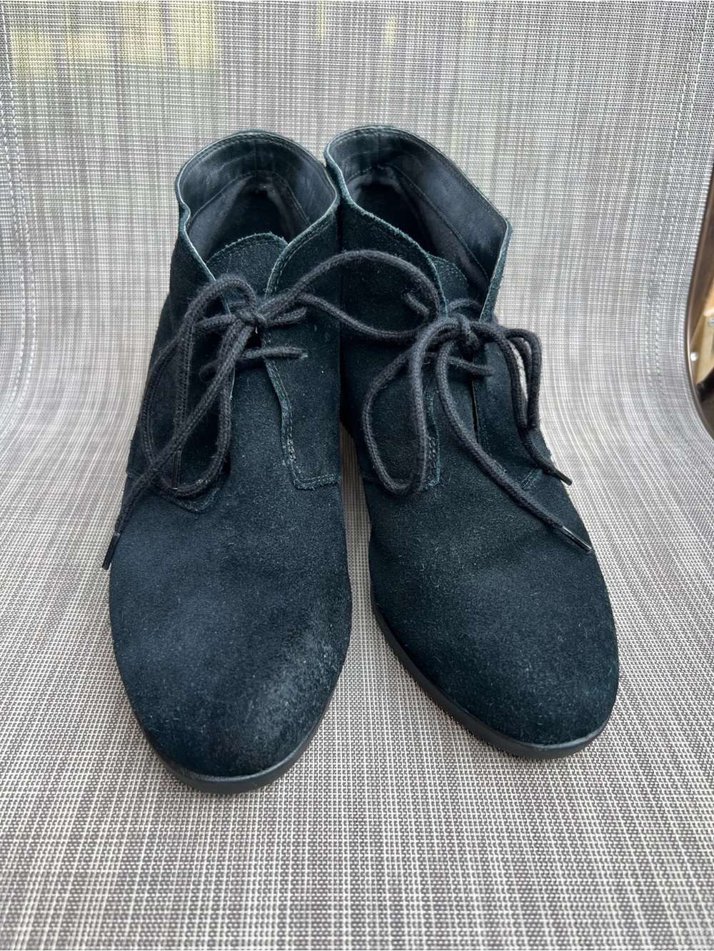 Crocs Black Suede Wedge Leigh Boots Booties Size 10 Lace Up - Picture 7 of 8